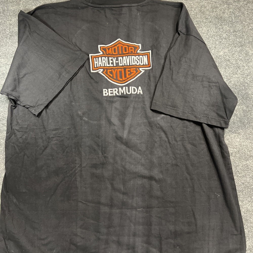 Harley-Davidson Bermuda T-Shirt 3XL Black Destination Biker Tee Flawed - Picture 5 of 5
